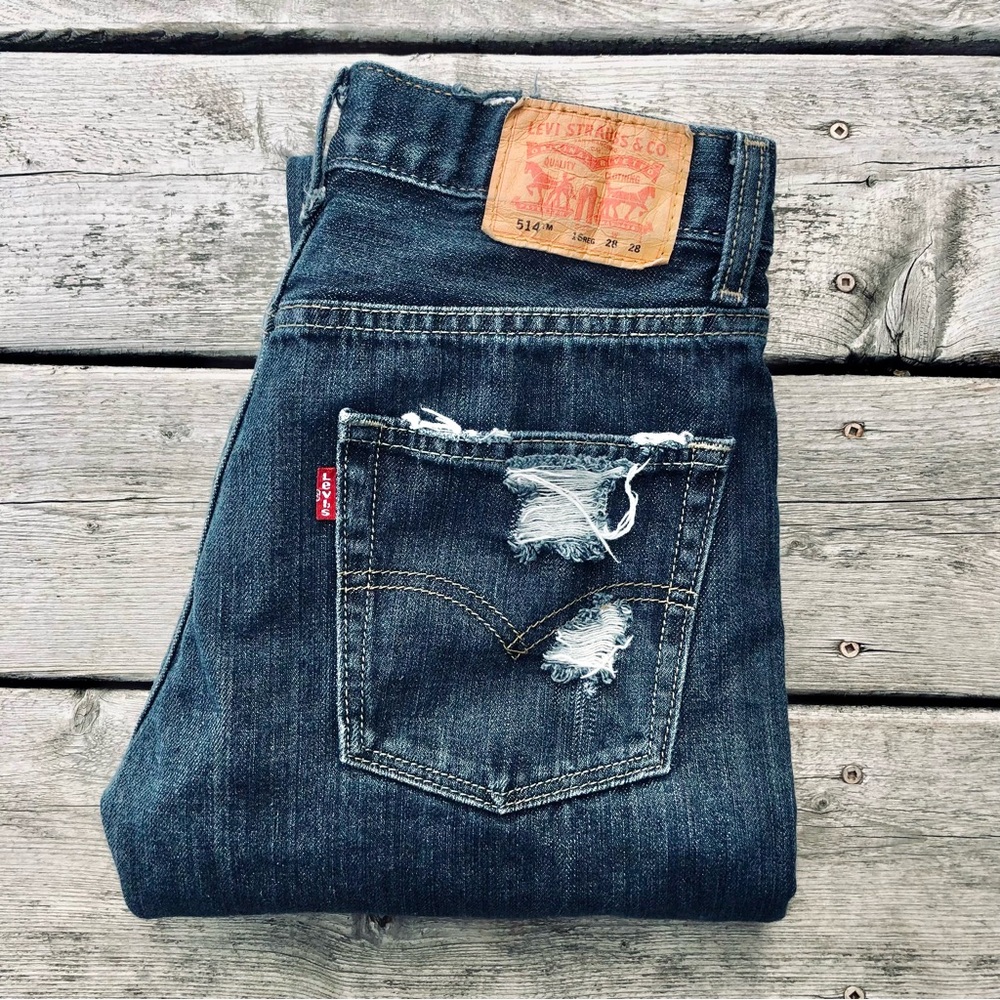 LEVI’S 514 Slim Straight Jeans Destroyed 28x28 (Youth 16)